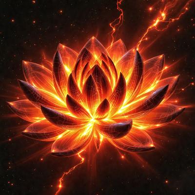 The primary subject of the image is a large, brightly colored flower with a yellow center. The flower is surrounded by a vibrant, colorful background that adds to the overall atmosphere of the image. The visual style of the image is a combination of photo and digital art, creating a unique and eye-catching display. The colors and mood of the image are lively and energetic, with the bright colors of the flower and the background creating a sense of energy and vitality.